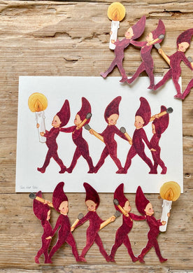 5 Elves In A Row - Christmas Paper Decoration - jiminy eco - toys