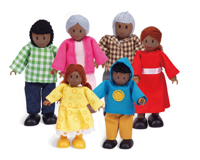 Hape Happy Family Dolls Set - Dark Skin - jiminy eco - toys