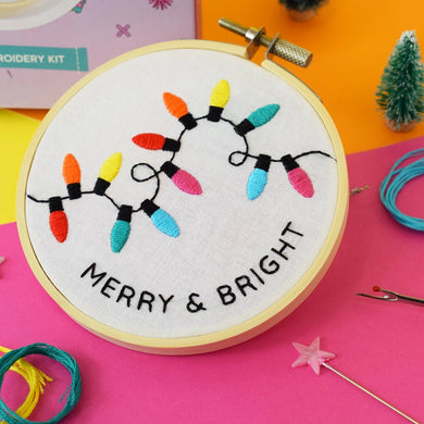 Merry and Bright Mini Embroidery Kit - Adult's Craft Kit - jiminy eco - toys