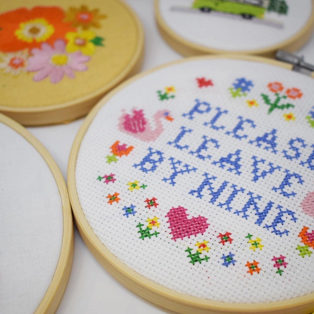 'Please Leave By 9' Large Cross Stitch Kit - Adult's Craft Kit - jiminy eco - toys