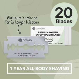 Safety Razor Stainless Steel + 20x Blades - Rose Gold