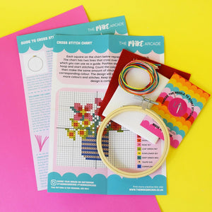 'Wildflower Vase' Mini Cross Stitch Kit - Adult's Craft Kit - jiminy eco - toys