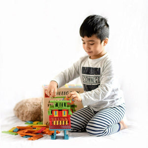 Bioblo eco rainbow construction blocks - 70 blocks 4 colours - Start Box Basic Mix - jiminy eco-toys