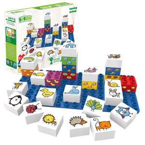 BiOBUDDi Animals Set - bioplastic building blocks from plants - jiminy eco-toys
