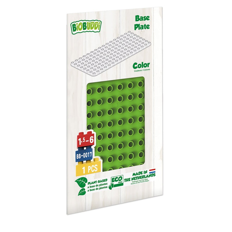 BiOBUDDi building blocks made from plants - universal bricks and base plates - jiminy eco-toys