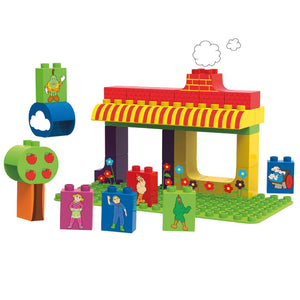 BiOBUDDi Farmhouse Set - bioplastic building blocks from plants - jiminy eco-toys