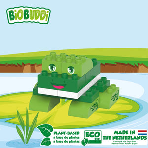 BiOBUDDi Frog - bioplastic building blocks from plants - jiminy eco-toys