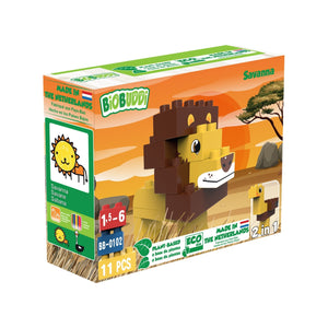 BiOBUDDi Savannah - Lion or Ostrich 2-in-1 - bioplastic building blocks from plants - jiminy eco-toys