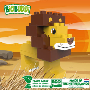 BiOBUDDi Savannah - Lion or Ostrich 2-in-1 - bioplastic building blocks from plants - jiminy eco-toys