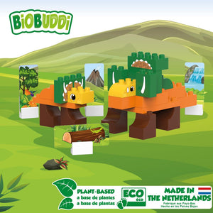 BiOBUDDi Triceratops - bioplastic dino building blocks from plants - jiminy eco-toys