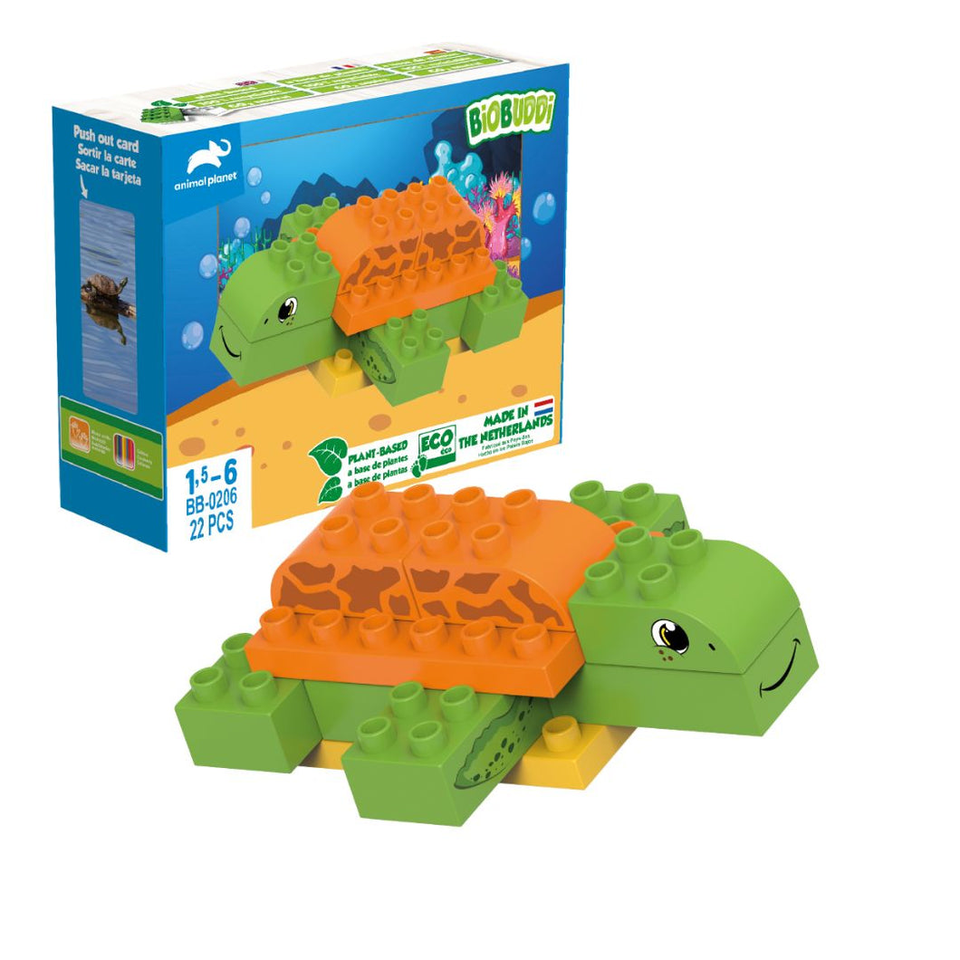BiOBUDDi Turtle - bioplastic building blocks from plants - jiminy eco-toys