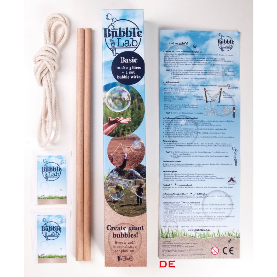 BubbleLab Basic Giant Bubble Kit - 1 wand-and-rope, 5 litres bubblemix - ADD FAIRY LIQUID - jiminy eco-toys