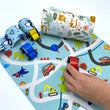 Load image into Gallery viewer, CarPet Organic - Roll-Up-and-Go Roads Playmat with 3 Wooden Cars - jiminy eco-toys