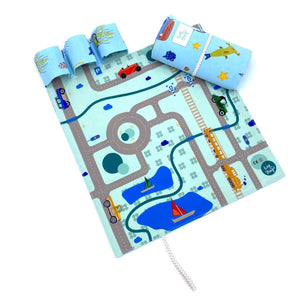 CarPet Organic - Roll-Up-and-Go Roads Playmat with Slots for Toys (cars not included) - jiminy eco-toys