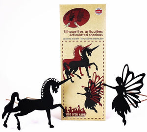 Coco d'en Haut articulated shadows: unicorn and fairy for age 5+