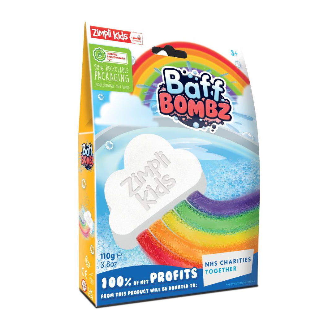 Eco BAFF BOMBZ 'Cloud with Rainbow Effects' (contains SHRINKWRAP) - jiminy eco-toys