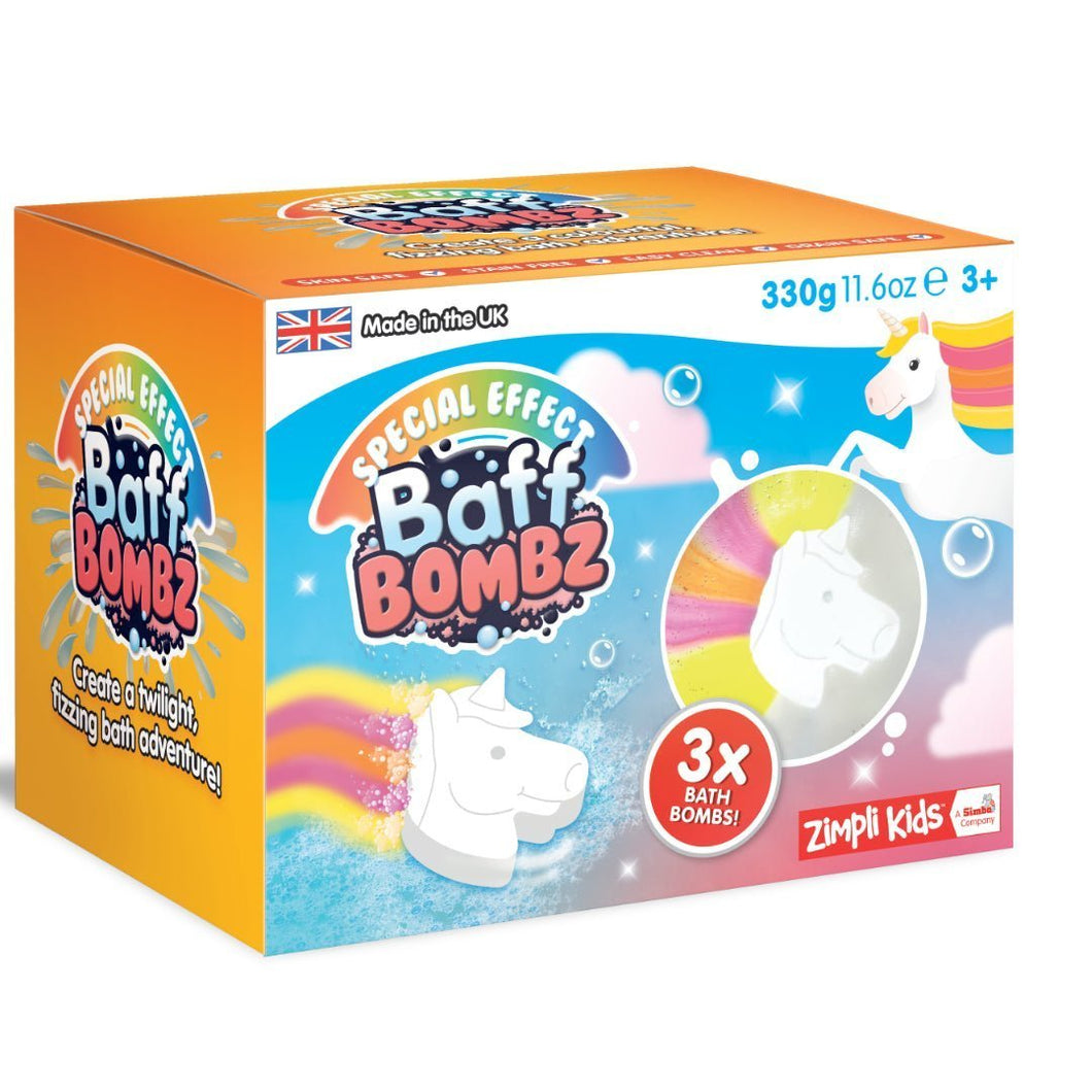 Eco Bath Bombs: Unicorn Rainbow Effect - 3 x 110g (contains SHRINKWRAP) - jiminy eco-toys