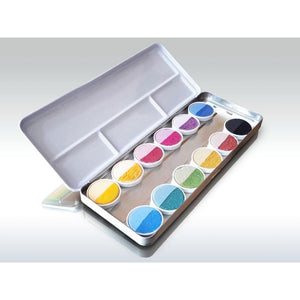Eco-conscious watercolour paints 12 colours in tin case - and refills - jiminy eco-toys