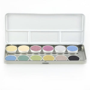 Eco-conscious watercolour paints 12 colours in tin case - and refills - jiminy eco-toys