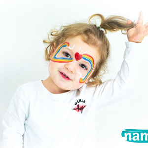 Face paint pencils - organic, easy - MINOR PLASTIC - TRADE - Rainbow - white, black, blue, green, red, yellow - bag of 12 - jiminy eco-toys