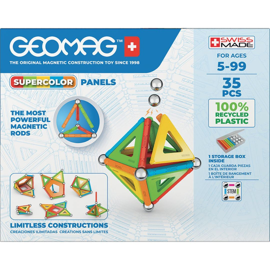 Geomag Supercolor Panels 35 pieces - recycled plastic, age 5+ - jiminy eco-toys