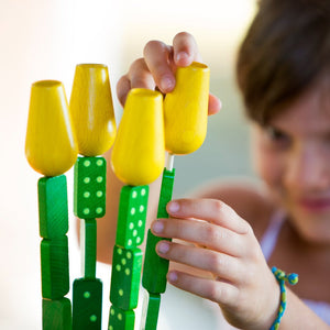 Glow in the Dark' Domino Tulips - Wooden nature inspired Domino Game for 2 players for age 4+ - jiminy eco-toys