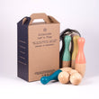 Load image into Gallery viewer, Handcrafted sustainable wooden bowling / skittles set containsMINOR PLASTIC - jiminy eco-toys