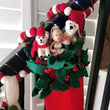 Load image into Gallery viewer, Handmade Felt Biodegradable Christmas Holly Stocking - red (MADE FAR AWAY) - jiminy eco-toys