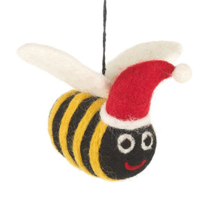 Handmade Felt Christmas Big Bumblebee - Hanging Biodegradable Christmas Tree Decorations (MADE FAR AWAY) - jiminy eco-toys
