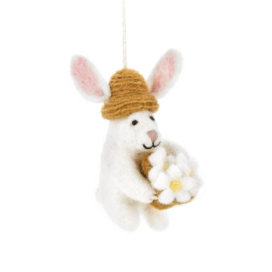 Handmade Felt Darcy Bunny - Hanging Easter Decoration (MADE FAR AWAY) - jiminy eco-toys