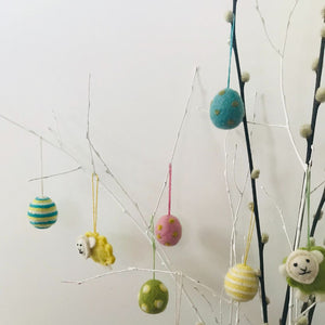 Handmade Needle Felt Easter Eggs (Bag of 5) - Hanging Easter Decoration (MADE FAR AWAY) - jiminy eco-toys