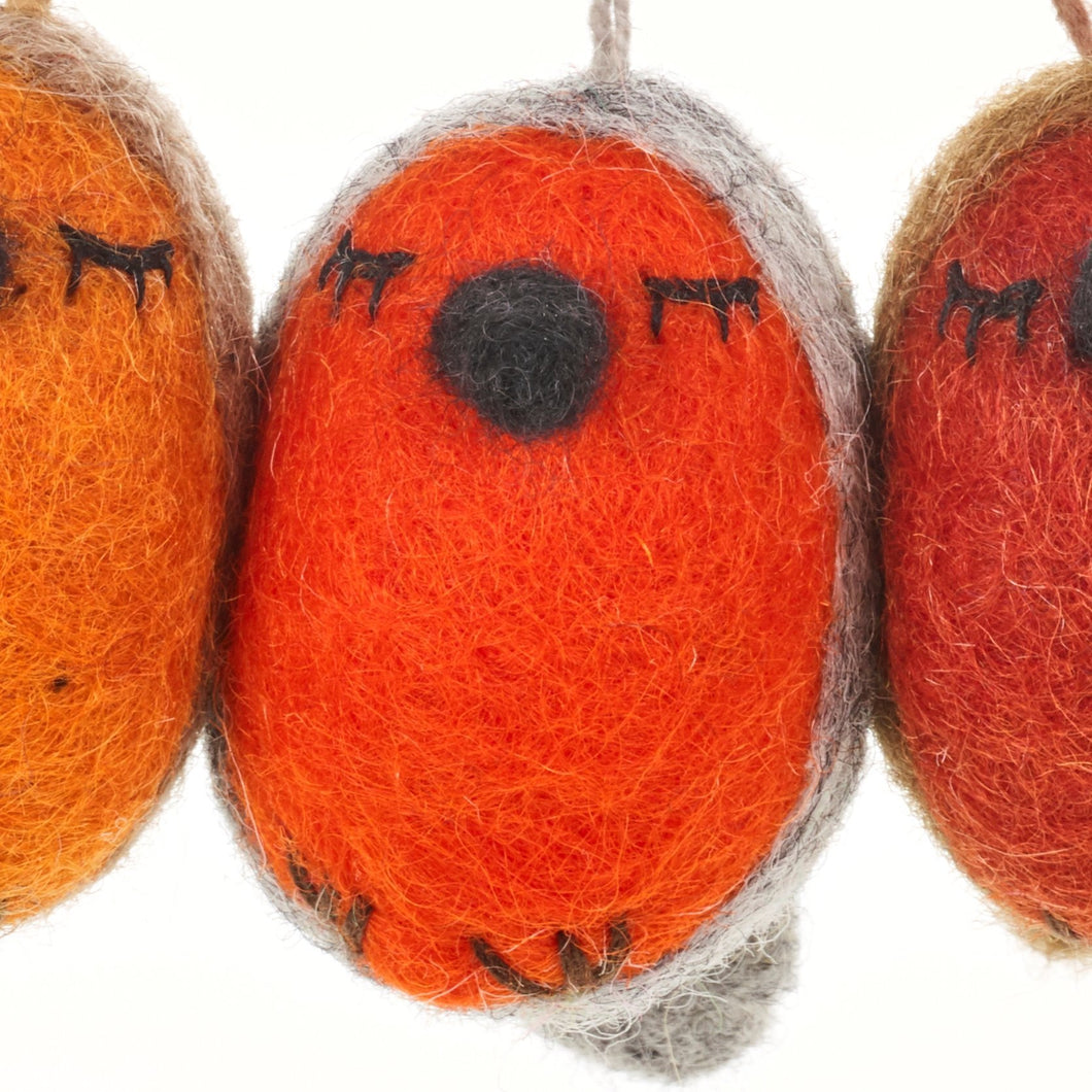 Handmade Whimsical Winter Robins (Bag of 3) - Hanging Biodegradable Christmas Tree Decorations (MADE FAR AWAY) - jiminy eco-toys