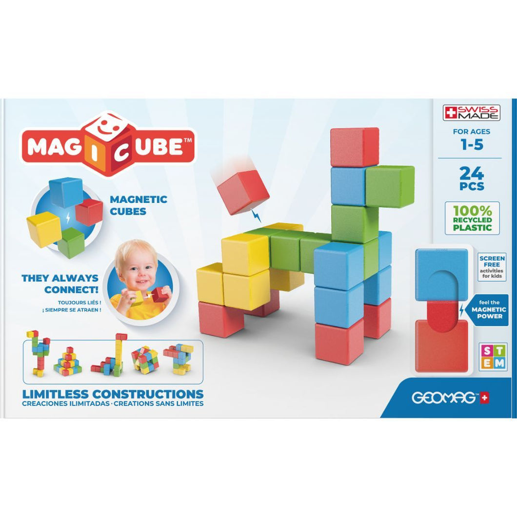 Magnetic MAGICUBE 'Try me Set 24 pieces' - recycled plastic, age 1 - 5 years - jiminy eco-toys