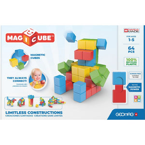 Magnetic MAGICUBE 'Try me Set 64 pieces' - recycled plastic, age 1 - 5 years - jiminy eco-toys