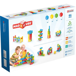 Magnetic MAGICUBE 'Try me Set 64 pieces' - recycled plastic, age 1 - 5 years - jiminy eco-toys