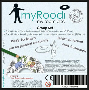 myRoodi indoor frisbees to colour-in - jiminy eco-toys