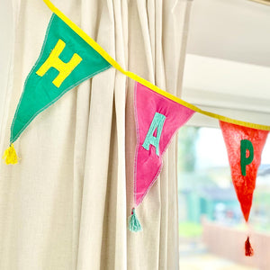 Organic cotton reusable party bunting / garland MADE FAR AWAY for all ages - jiminy eco-toys
