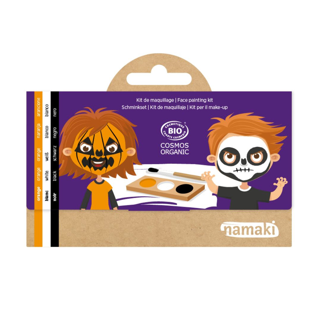 Organic face painting kit - 3 colours (orange, black, white): Pumpkin & Skeleton - jiminy eco-toys