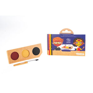 Organic face painting kit - 3 colours (red, black, yellow): Ninja & Superhero - jiminy eco-toys