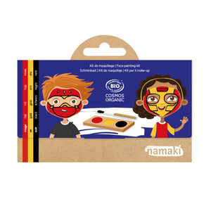 Organic face painting kit - 3 colours (red, black, yellow): Ninja & Superhero - jiminy eco-toys