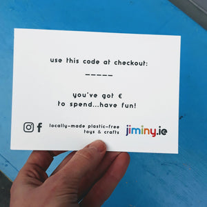 Physical gift card - jiminy eco-toys