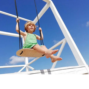 Portable Wooden Swing with cotton rope and clips (indoors or outdoors) - jiminy eco-toys