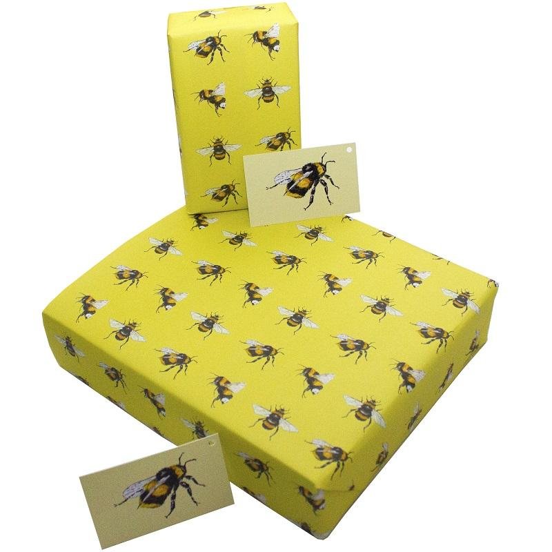 Recycled and recyclable gift wrapping sets - 3 sheets, 3 matching tags - jiminy eco-toys