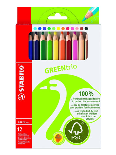 Stabilo GREENtrio - easy-hold chunky triangular colouring pencils - jiminy eco-toys