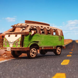 Wooden Mechanical Model - Retro Ride Camper Van, age 8+ SHRINKWRAPPED - jiminy eco-toys