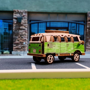 Wooden Mechanical Model - Retro Ride Camper Van, age 8+ SHRINKWRAPPED - jiminy eco-toys