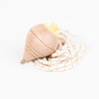 Load image into Gallery viewer, Wooden spinning top with string - yellow, coral, mint colours - jiminy eco-toys