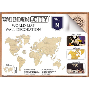 Wooden World Map - wall decoration SHRINKWRAPPED - jiminy eco-toys