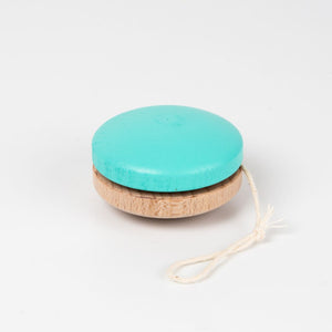 Wooden yoyo in giftbox - yellow, coral, mint colours - jiminy eco-toys